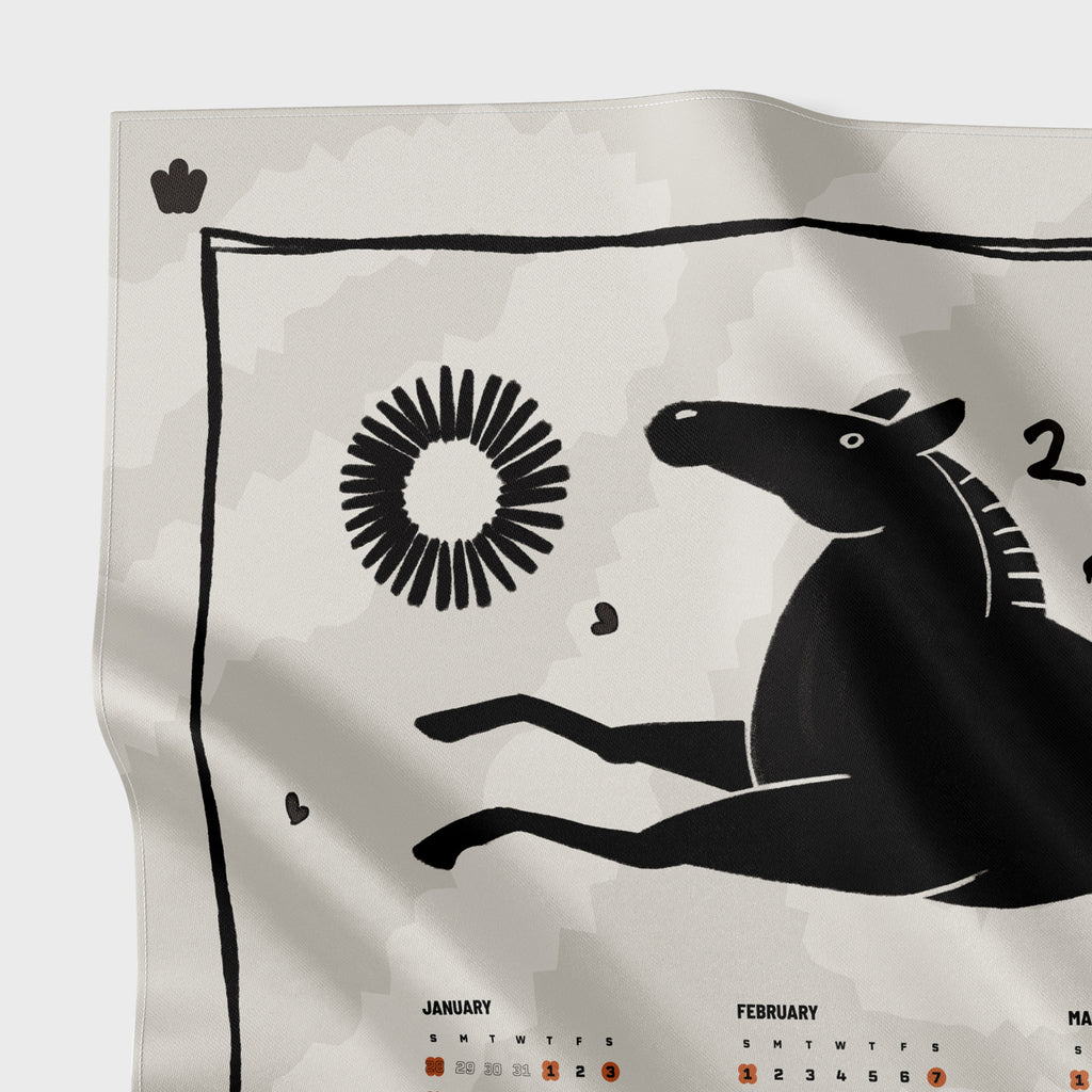 🧡 馬年年曆絲巾- 米色 | Year of the Horse Calendar Scarf - Beige
