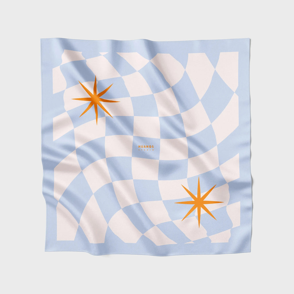 🩷（75公分）藍格子絲巾｜Blue Plaid Scarf HUANGS STUDIO