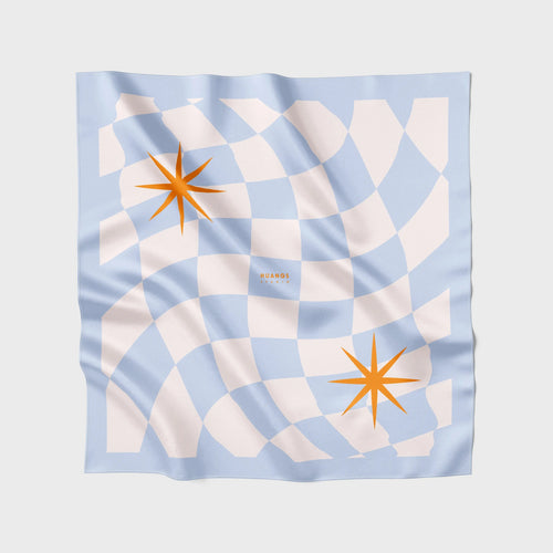 🩷（75公分）藍格子絲巾｜Blue Plaid Scarf HUANGS STUDIO