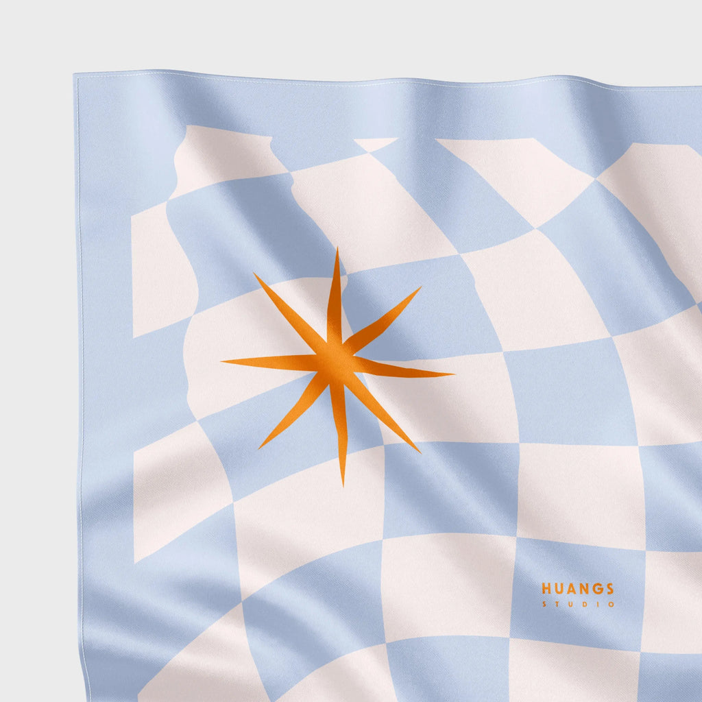 🩷（75公分）藍格子絲巾｜Blue Plaid Scarf HUANGS STUDIO