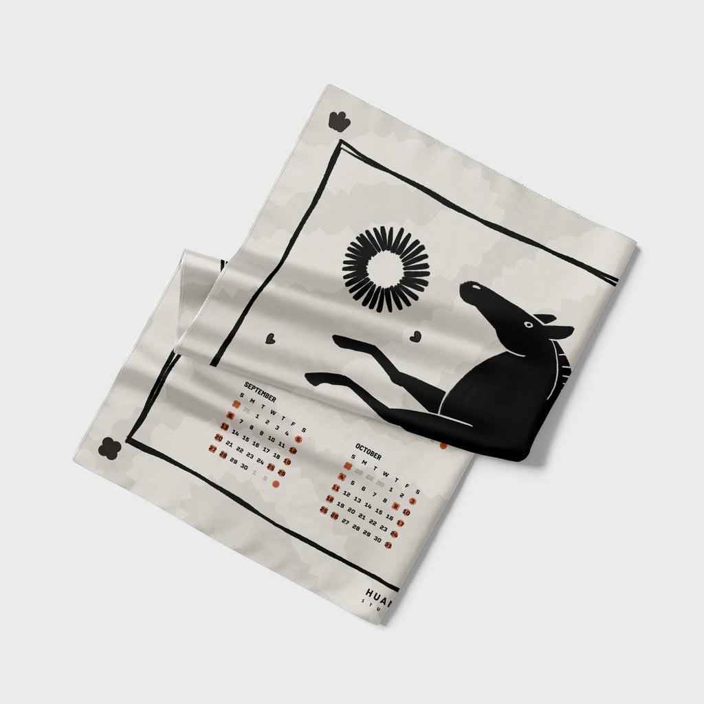 🧡 馬年年曆絲巾- 米色 | Year of the Horse Calendar Scarf - Beige