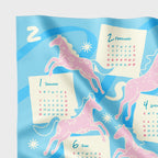 🩵 馬年年曆絲巾- 藍色 |Year of the Horse Calendar Scarf - Blue